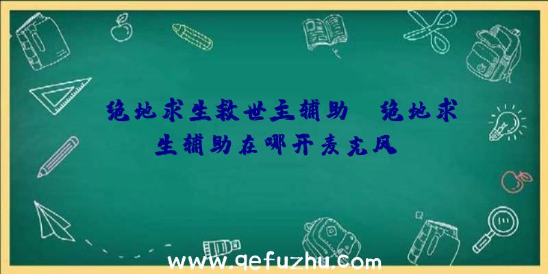 「绝地求生救世主辅助」|绝地求生辅助在哪开麦克风